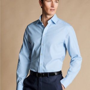 NWT Charles Tyrwhitt Men’s Non-Iron Twill Shirt in Sky Blue